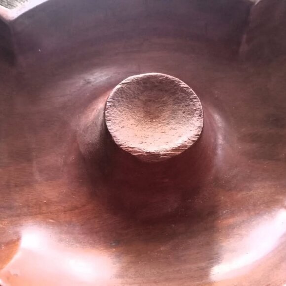 Vintage MCM Solid Mahogany Abstract Nut Bowl & Hammer Set - Hand Made In Haiti - Picture 3 of 6